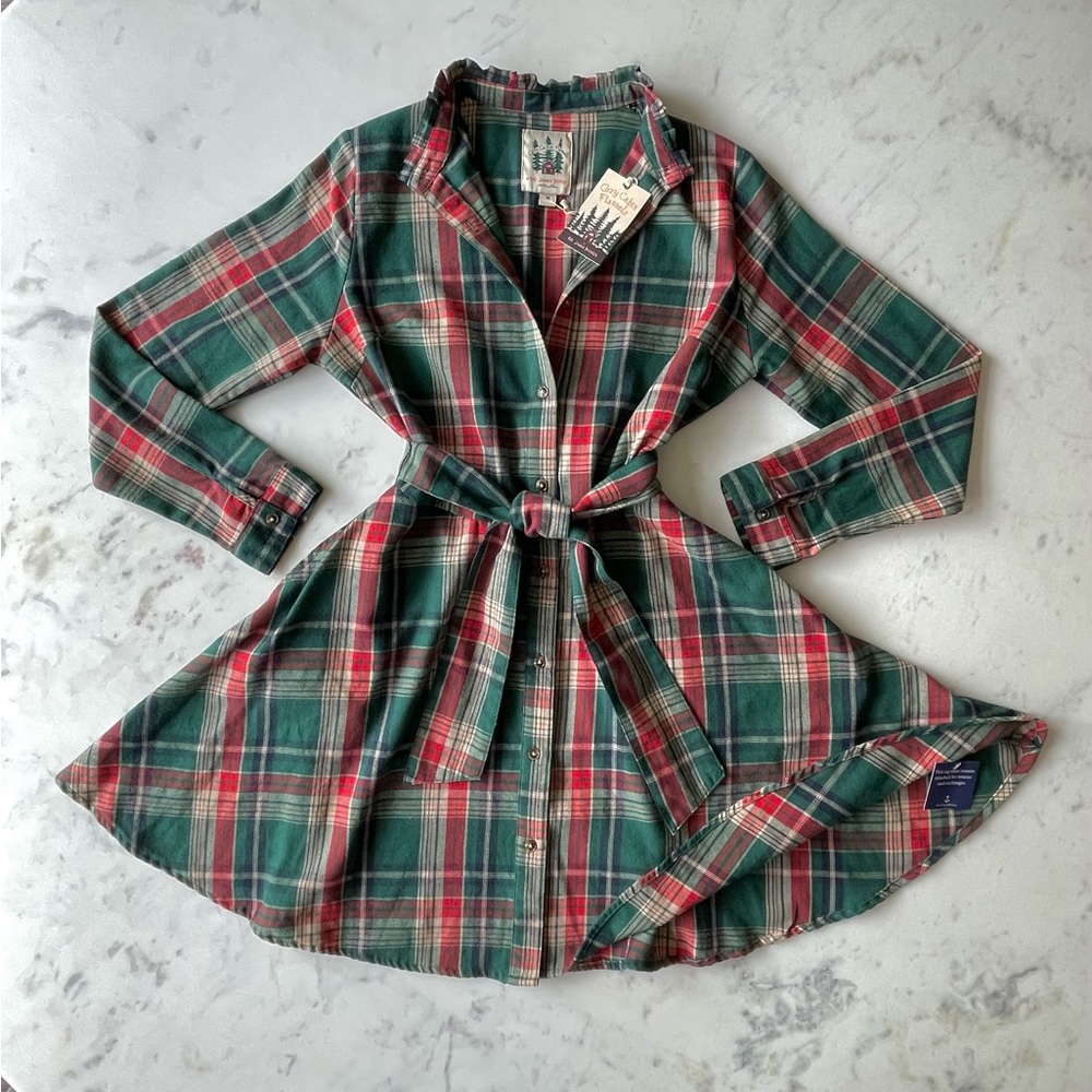 NWT, KJP Kiel James Patrick Cozy Cabin Flannel Dress, M, Woodstock Trail